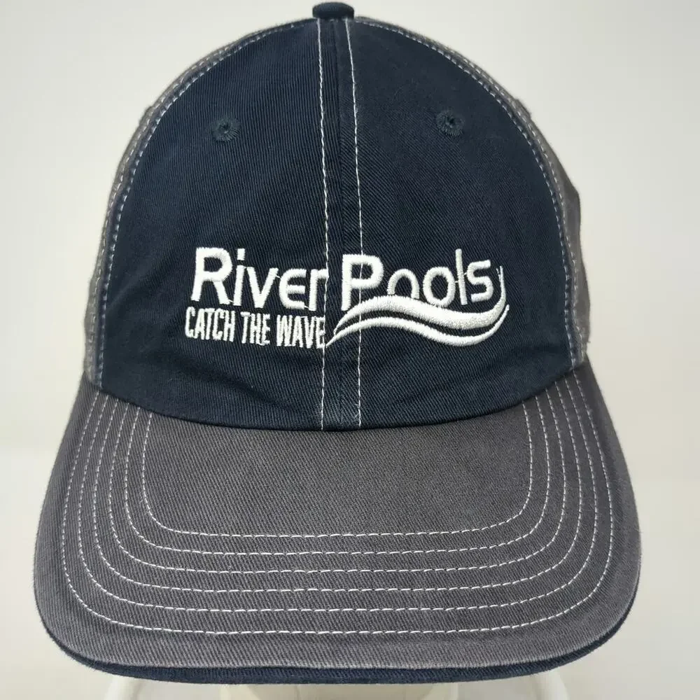 Richardson Trucker Hat Blue Gray L American Flag River Pools Catch The Wave